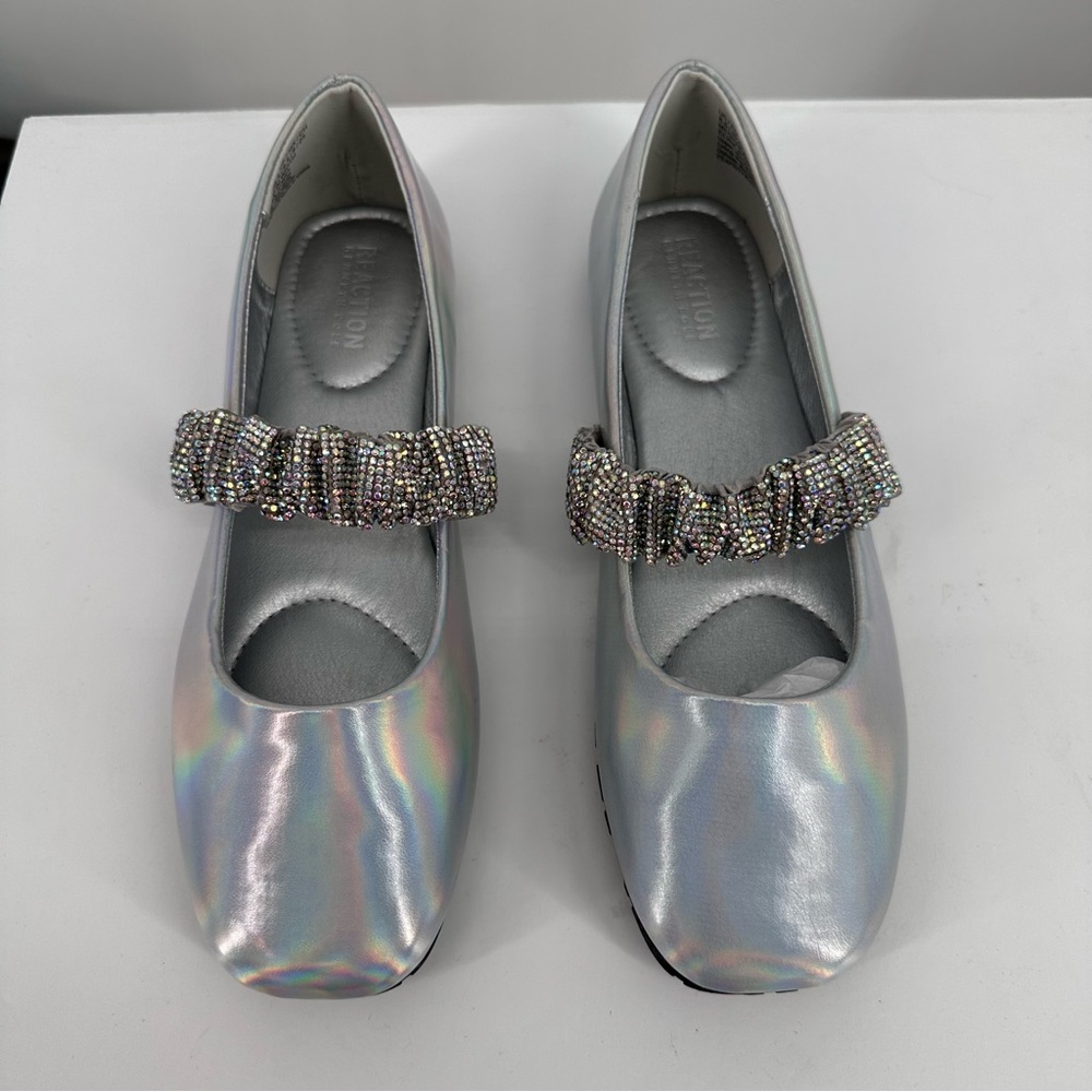 Kenneth Cole Reaction Elina Jewel Ballet Flats Silver size 8.5 Holographic - Picture 6 of 11